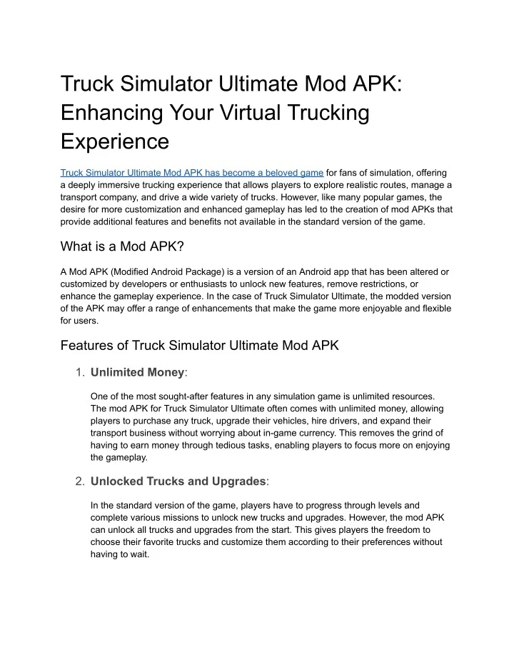 PPT - Truck Simulator Ultimate Mod APK_ Enhancing Your Virtual Trucking ...