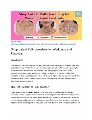 Shop Latest Polki Jewellery for Weddings and Festivals