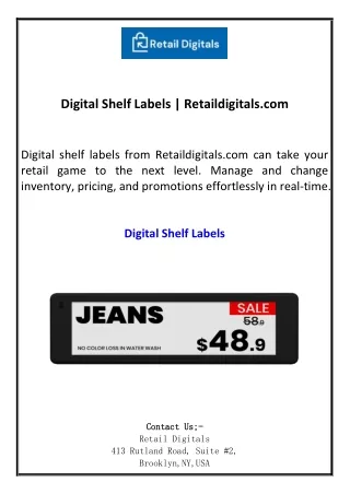 Digital Shelf Labels  Retaildigitals.com