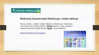 Medytacja Ugruntowania Duchowego | Anioly-nieba.pl