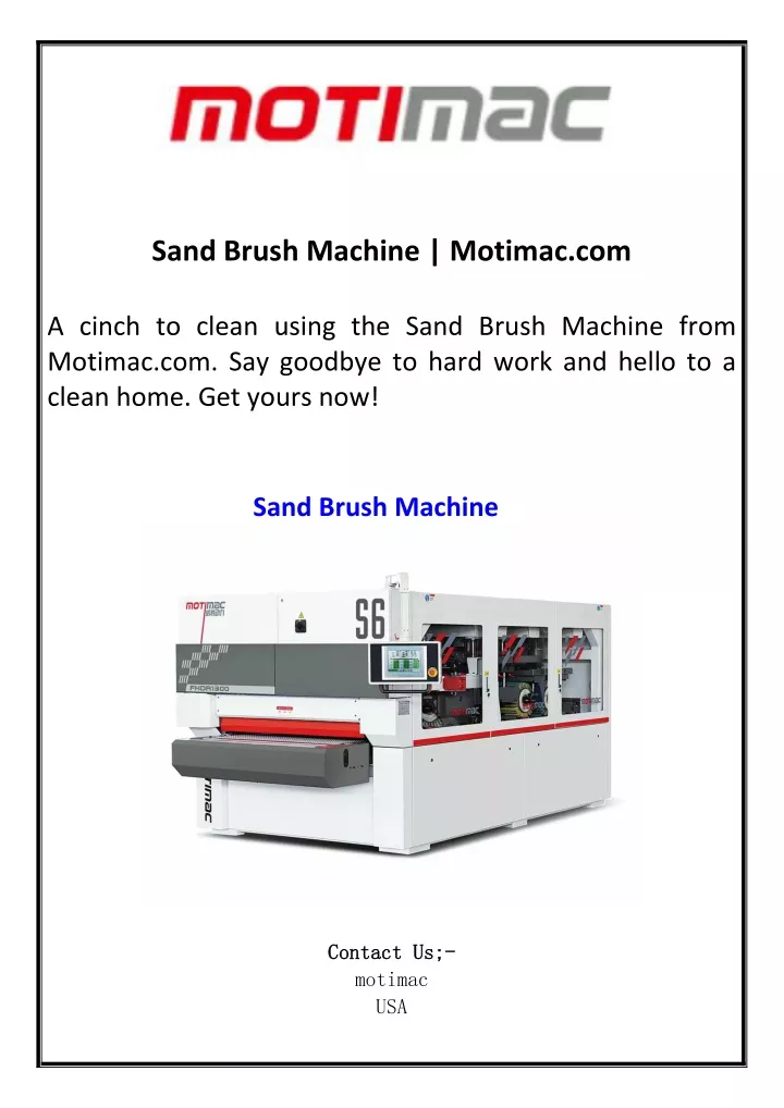 sand brush machine motimac com