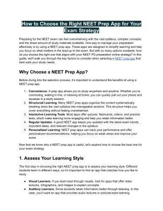 how to choose the right neet prep app for your