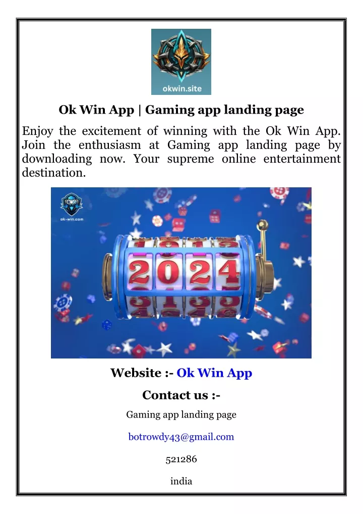 ok win app gaming app landing page