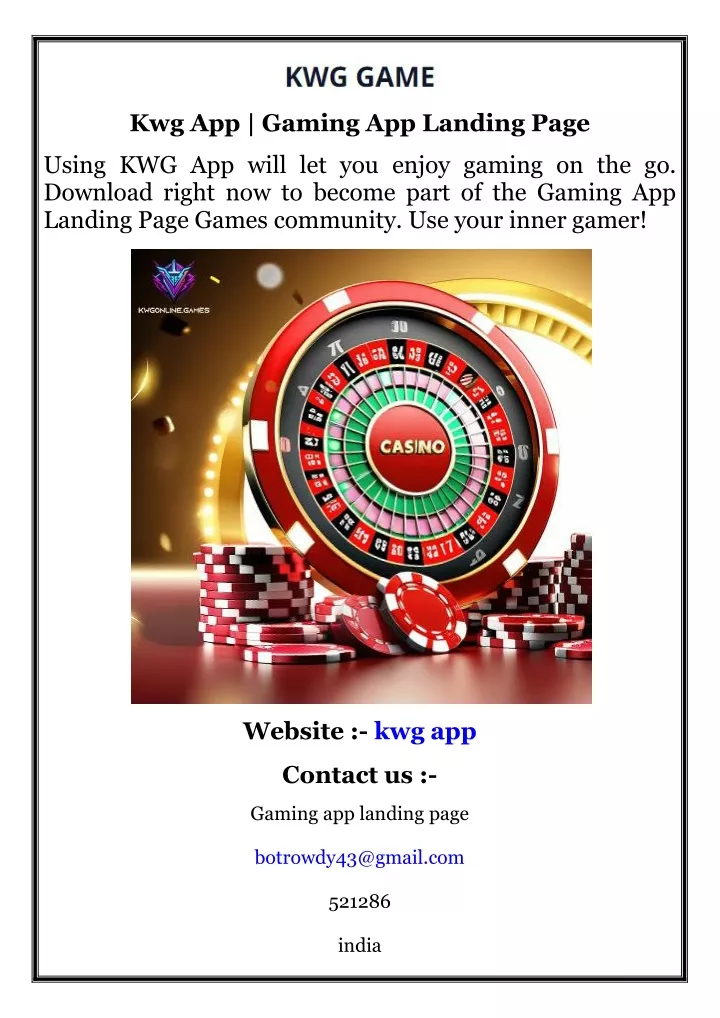 kwg app gaming app landing page