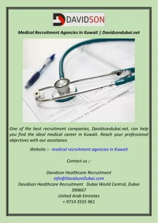 Medical Recruitment Agencies In Kuwait  Davidsondubai.net