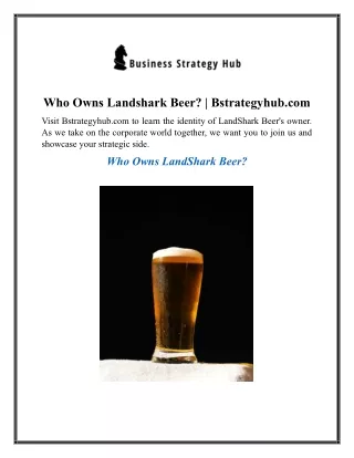 Who Owns Landshark Beer   Bstrategyhub.com