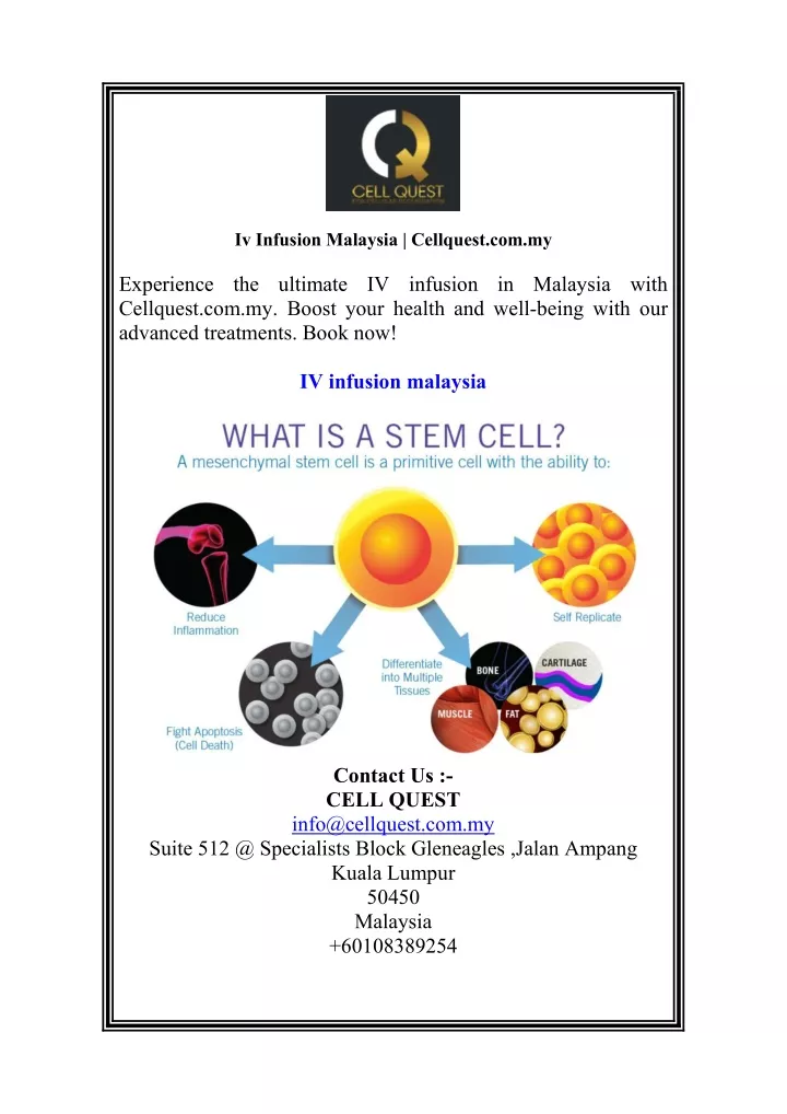 iv infusion malaysia cellquest com my