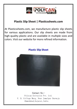 Plastic Slip Sheet Plasticssheets.com