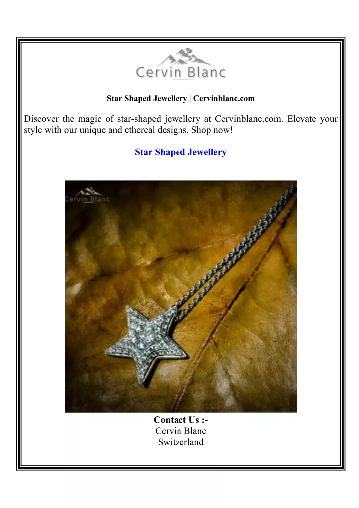 star shaped jewellery cervinblanc com