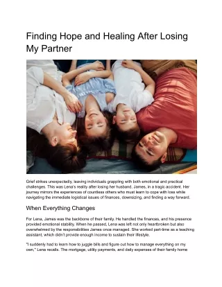 Finding Hope and Healing After Losing My Partner