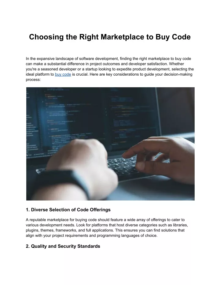 choosing the right marketplace to buy code