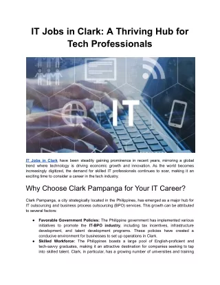it jobs in clark a thriving hub for tech