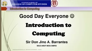 Lesson 1 Intro to Computing