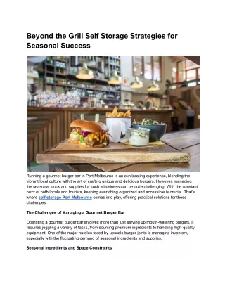 Beyond the Grill Self Storage Strategies for Seasonal Success