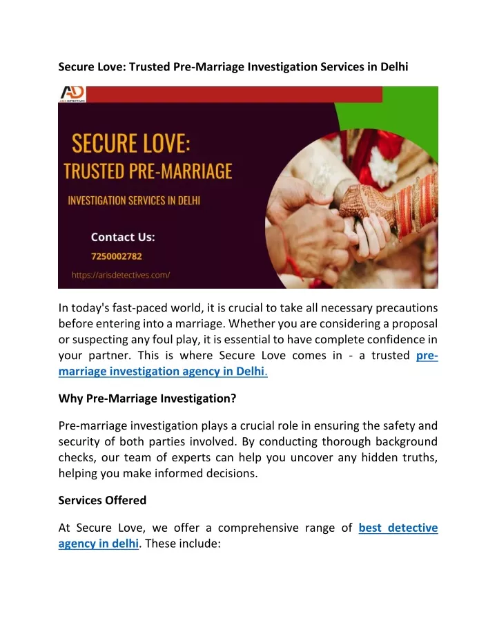 secure love trusted pre marriage investigation