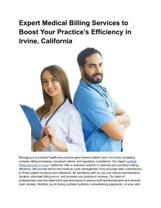 Expert Medical Billing Services to Boost Your Practice’s Efficiency in Irvine, California