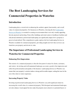 The Best Landscaping Services for Commercial Properties in Waterloo