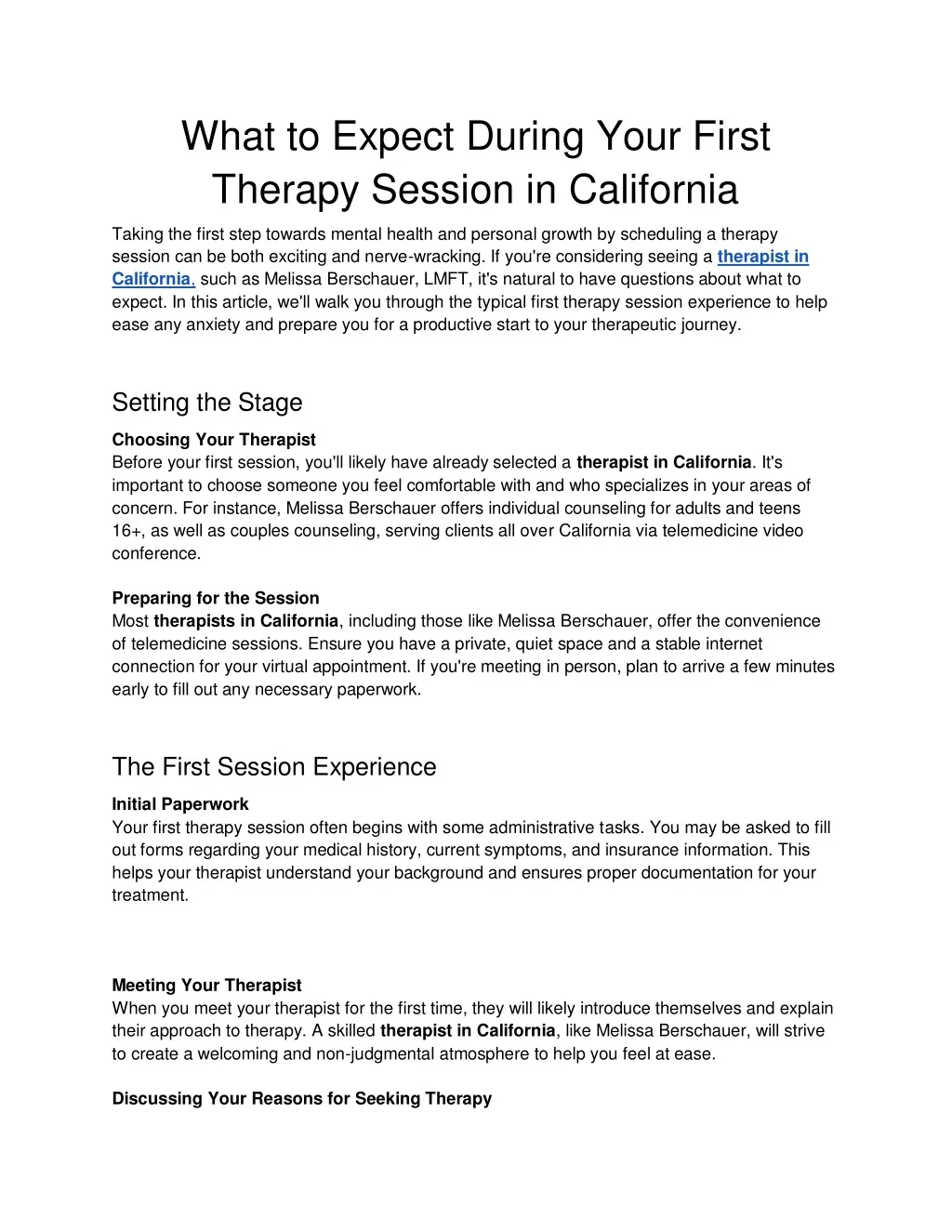 PPT - What to Expect During Your First Therapy Session in California ...