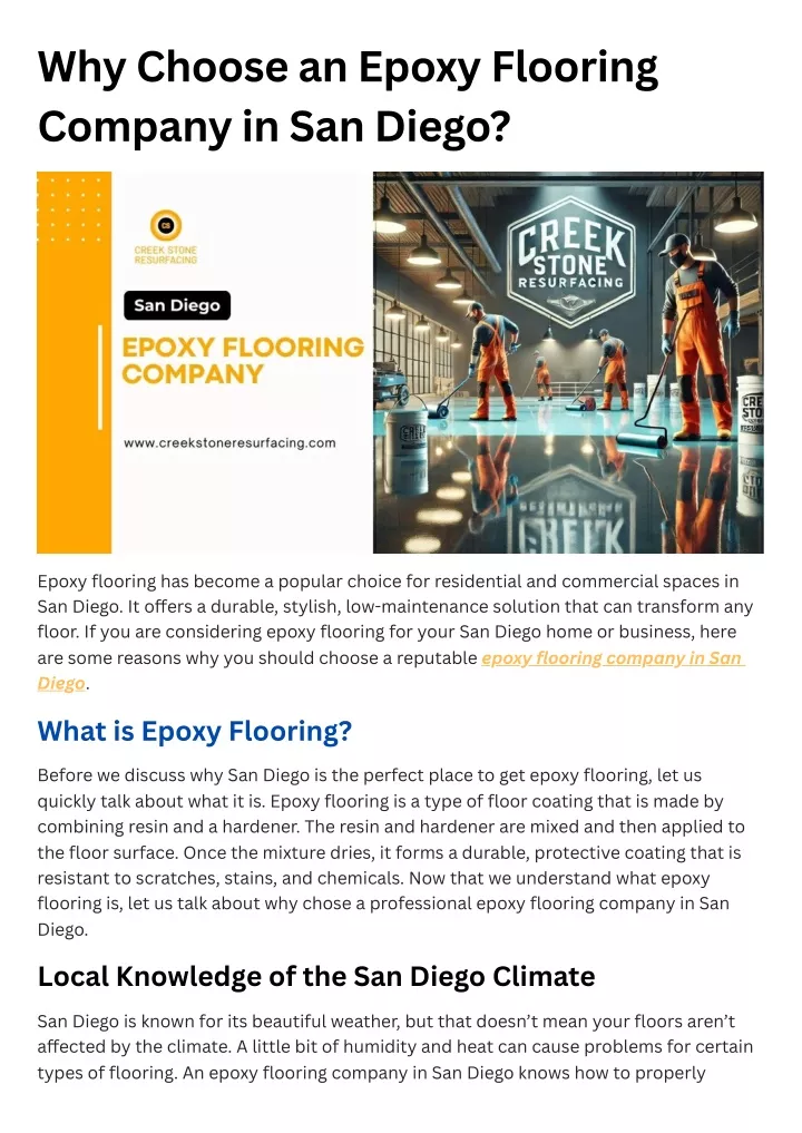 why choose an epoxy flooring company in san diego