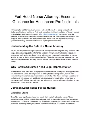 Fort Hood Nurse Attorney