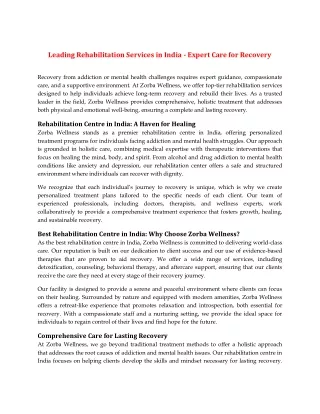 Leading Rehabilitation Services in India - Expert Care for Recovery