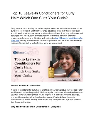 Top 10 Leave-In Conditioners for Curly Hair_ Which One Suits Your Curls