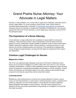 Grand Prairie Nurse Attorney