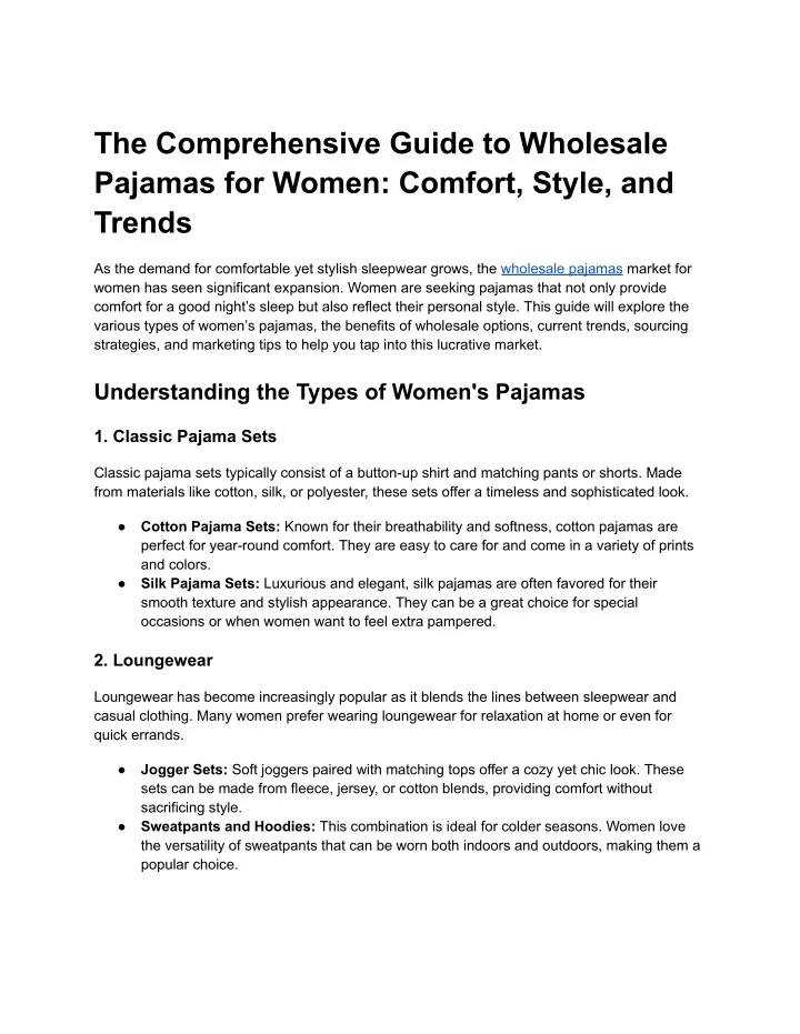 the comprehensive guide to wholesale pajamas