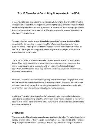 Top 10 SharePoint consulting companies in USA