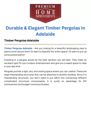 durable elegant timber pergolas in adelaide