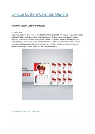 unique custom calendar designs