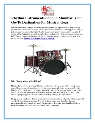 Best Rhythm Instruments Shop in Mumbai for Musicians of All Levels