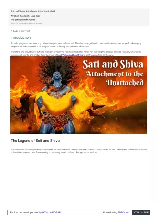 sati and shiva attachment to the unattached