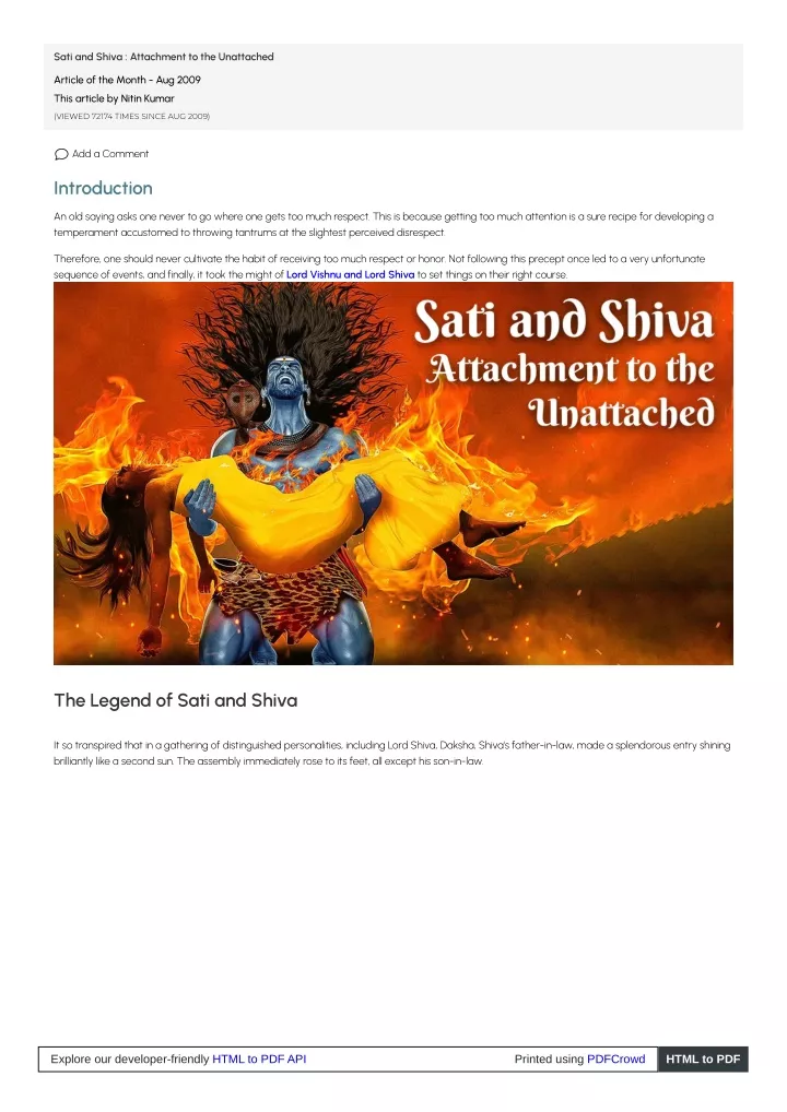 sati and shiva attachment to the unattached