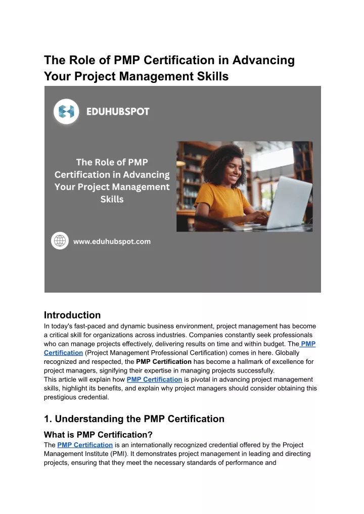 the role of pmp certification in advancing your