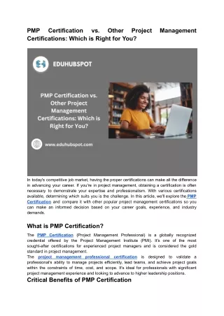 PMP Certification vs. Other Project Management Certifications Which is Right for You