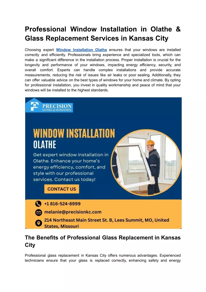 professional window installation in olathe glass