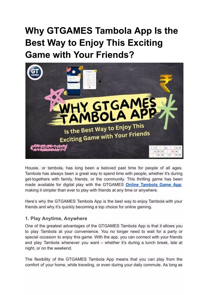 why gtgames tambola app is the best way to enjoy