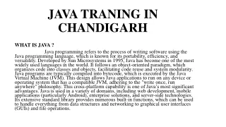 JAVA TRANING IN CHANDIGARH