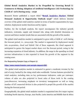 global retail analytics market to be propelled