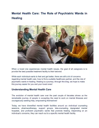 Mental Health Care_ The Role of Psychiatric Wards in Healing