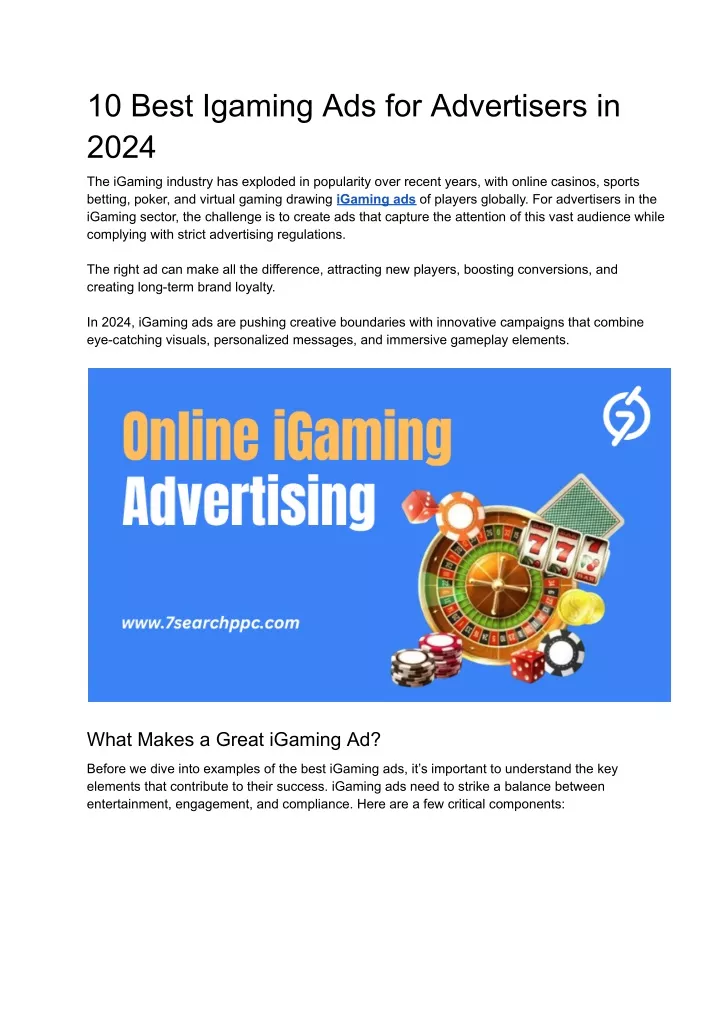 10 best igaming ads for advertisers in 2024