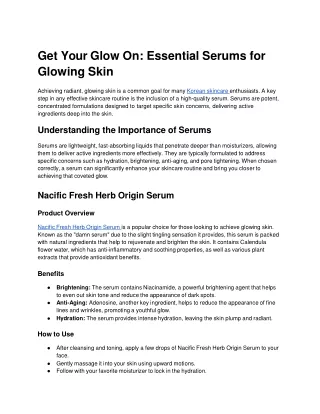 Get Your Glow On_ Essential Serums for Glowing Skin