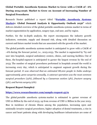 global portable anesthesia systems market to grow