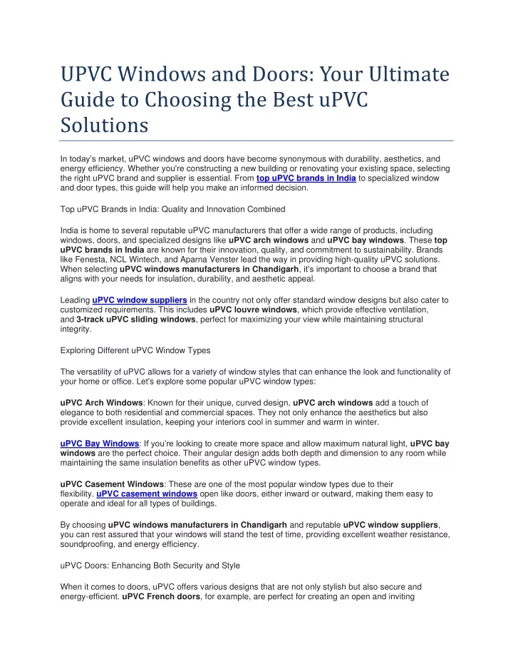 upvc windows and doors your ultimate guide