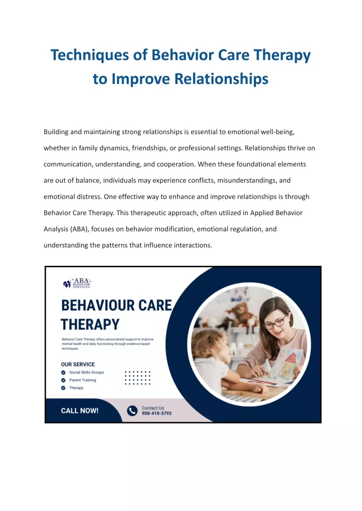 techniques of behavior care therapy to improve