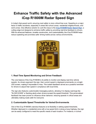 enhance traffic safety with the advanced icop