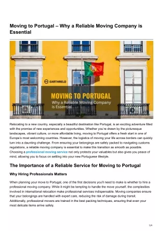moving to portugal why a reliable moving company