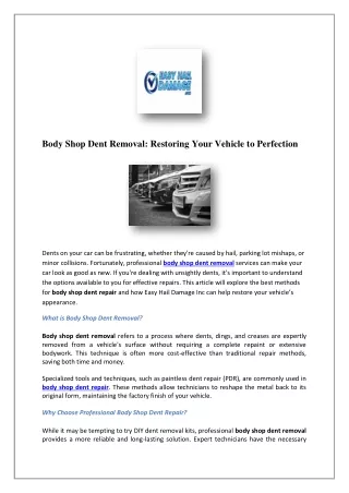 Best Dent Repair Near Me | Easy Dent Removal