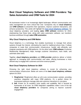 best cloud telephony software and crm providers